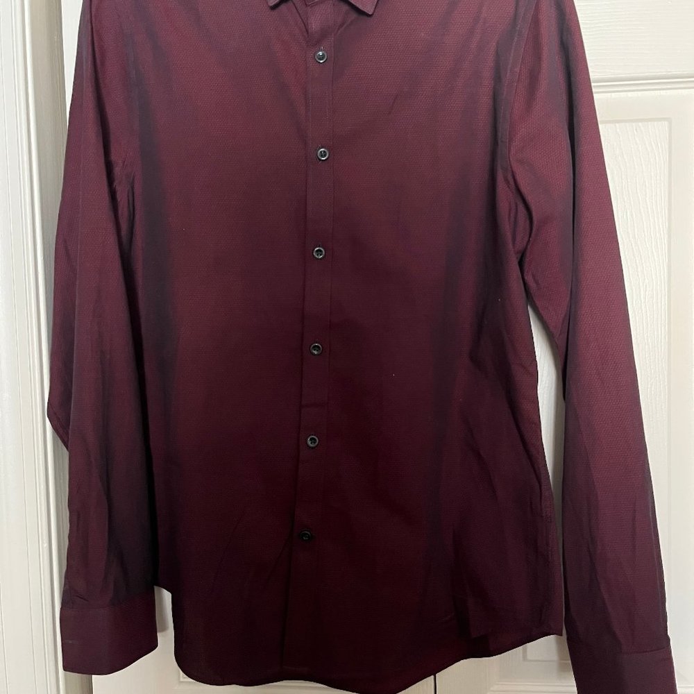 Express Fitted Burgandy Shirt Size 14-14 1/2